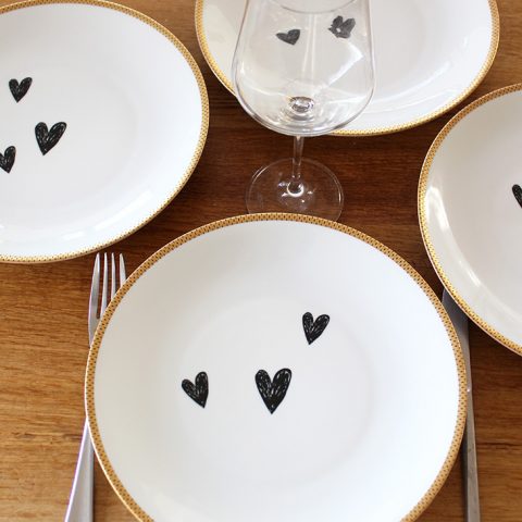 Service 4 assiettes Cœurs