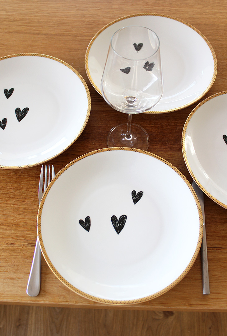 Service 4 assiettes Cœurs