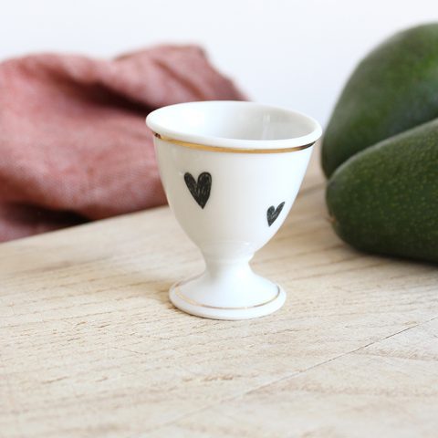 Coquetier liseré doré Cœurs