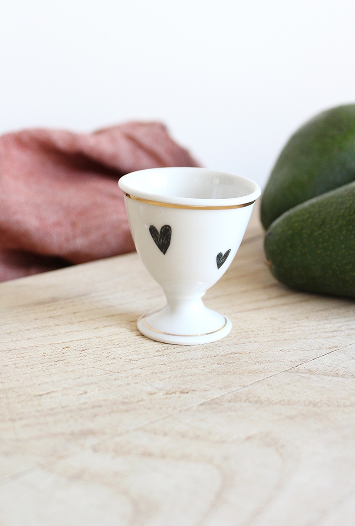 Coquetier liseré doré Cœurs