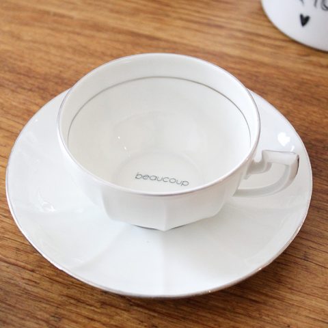 Service tasses à messages argenté