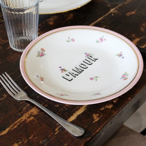 Service 4 assiettes l'Amour roses