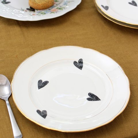 Service 4 assiettes à dessert Cœurs