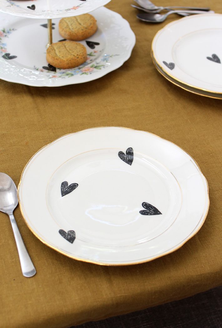 Service 4 assiettes à dessert Cœurs