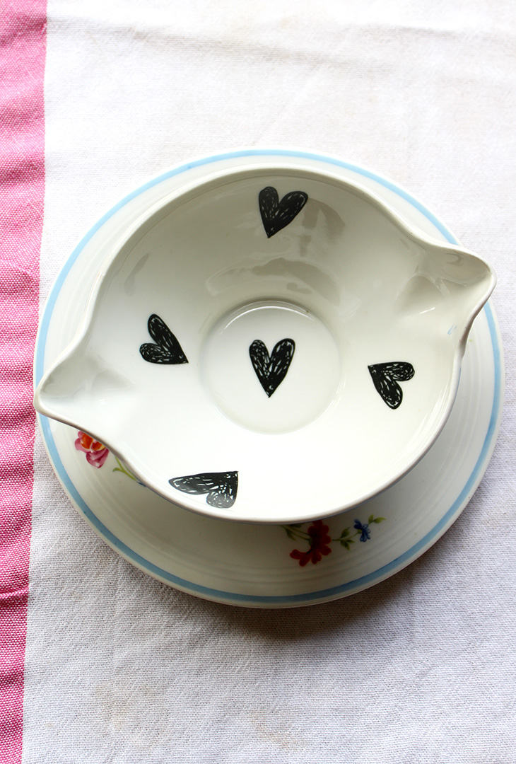 Saucière Cœurs bleue