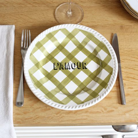 Assiette l'amour verte