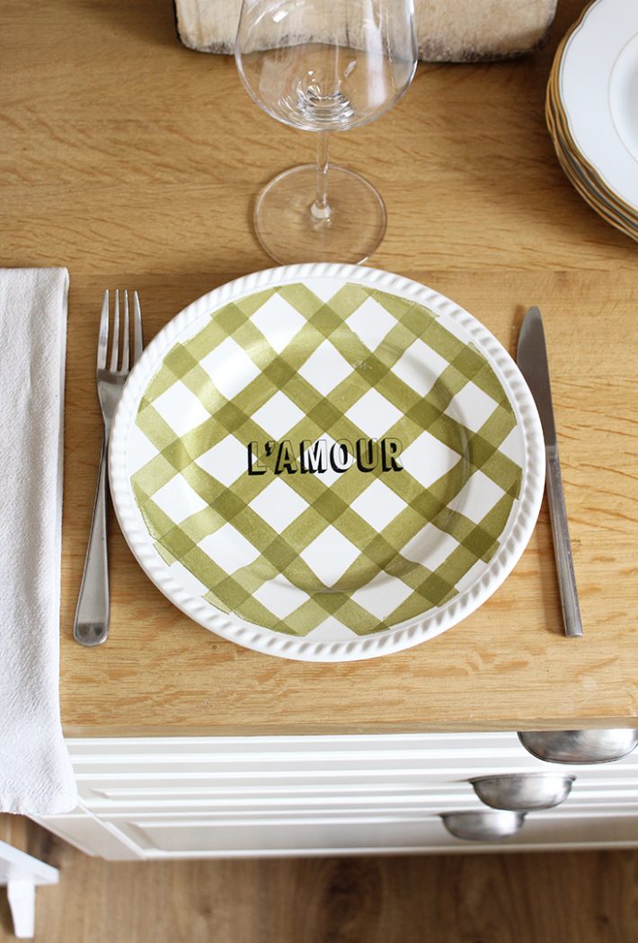 Assiette l'amour verte