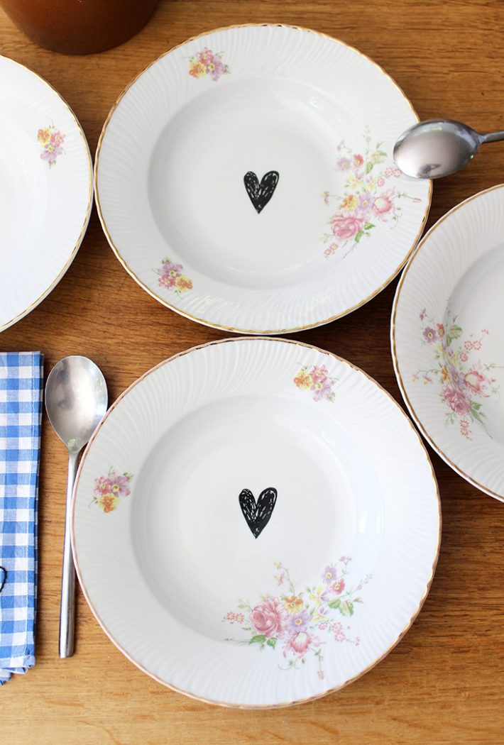 Service 4 assiettes Cœurs