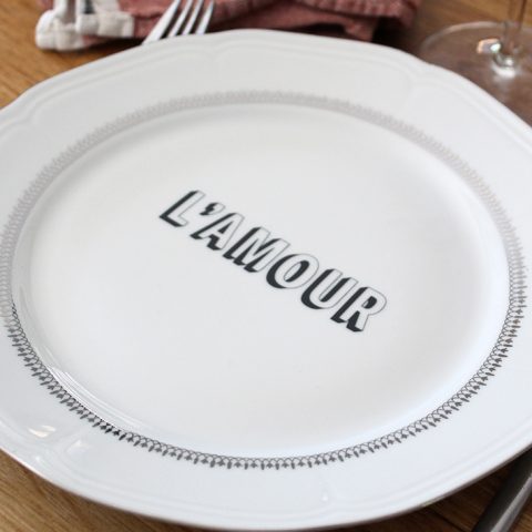 Assiette L'amour argent