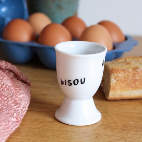 Coquetier blanc Bisou