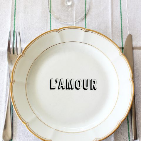 Assiette L'amour dorures