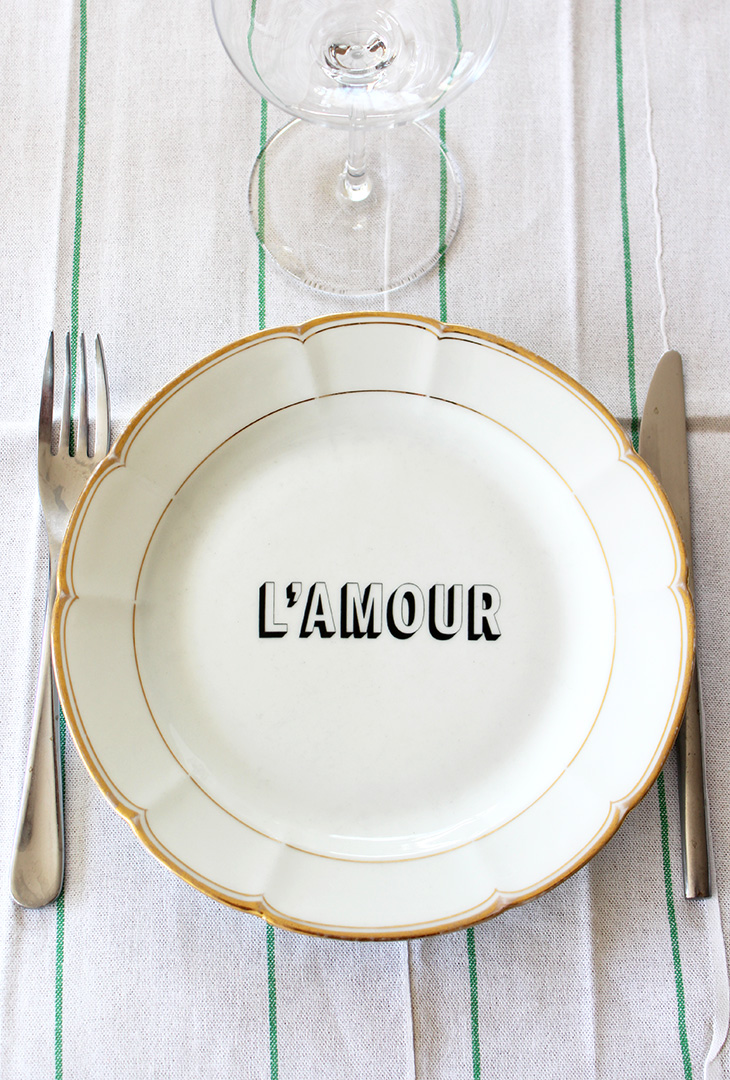 Assiette L'amour dorures