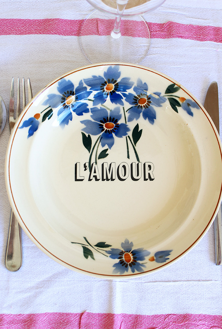 Assiette creuse Fleurs bleues L'amour