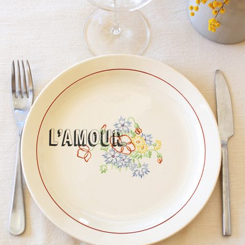 Assiette l'amour fleurs