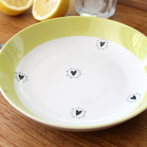 Assiette jaune Cœurs soleils