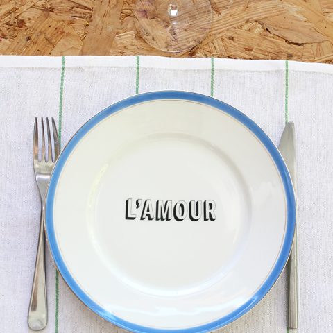 Assiette bleue L'amour