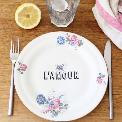 Assiette l'amour fleurie