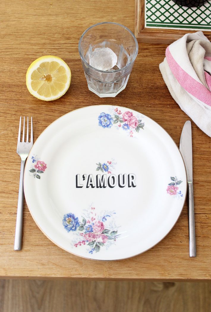 Assiette l'amour fleurie